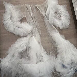 Elegant Sheer White Tulle Robe